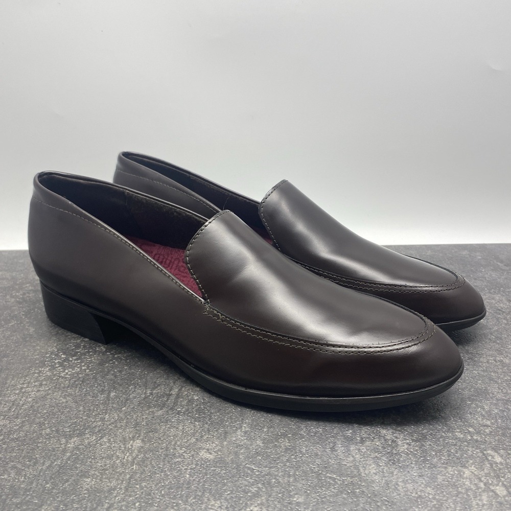 Munro Dark Brown Leather Loafers Women's US 9 SS Slim Narrow Dress Shoes USA